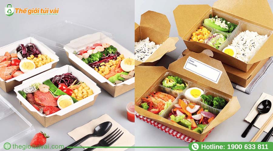 Đồ ăn được đóng gói cẩn thận trong hộp và túi đẹp mắt Đồ ăn được đóng gói cẩn thận trong hộp và túi đẹp mắt
