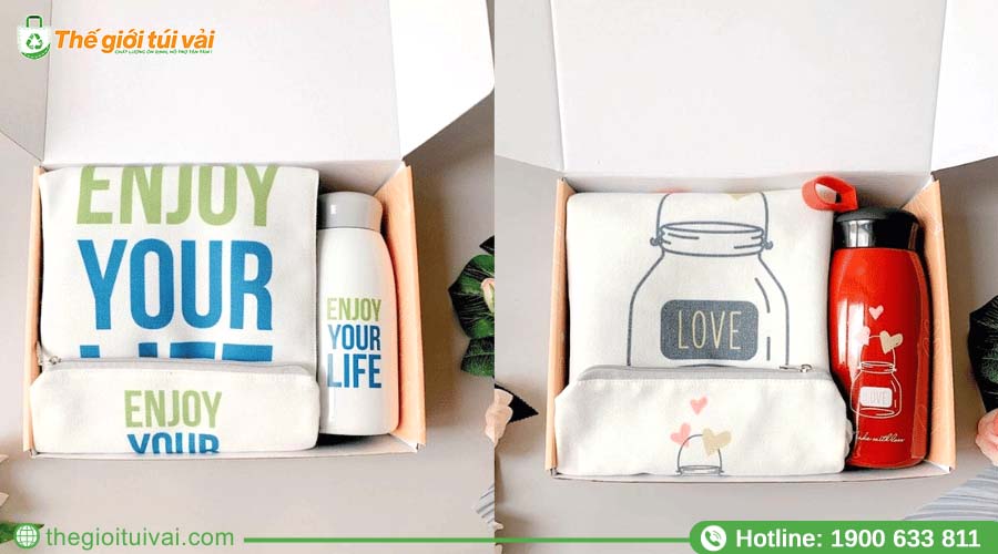 Bộ quà tặng lưu niệm kèm túi vải mini xinh xắn Bộ quà tặng lưu niệm kèm túi vải mini xinh xắn