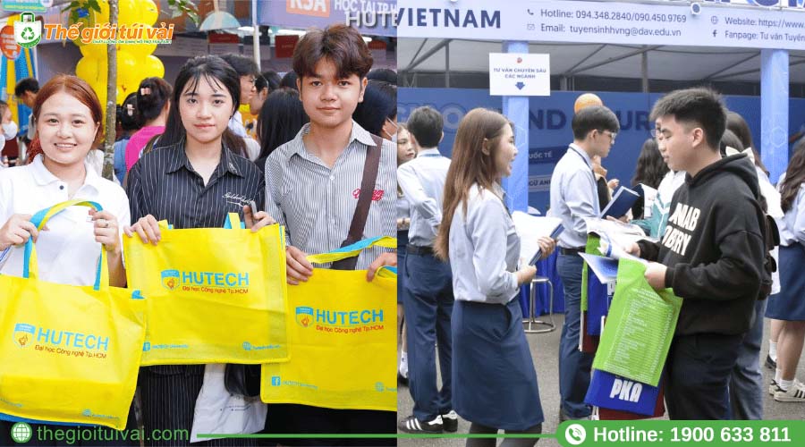 Bộ tài liệu tuyển sinh được đựng gọn trong túi vải tiện lợi, dễ lưu giữ