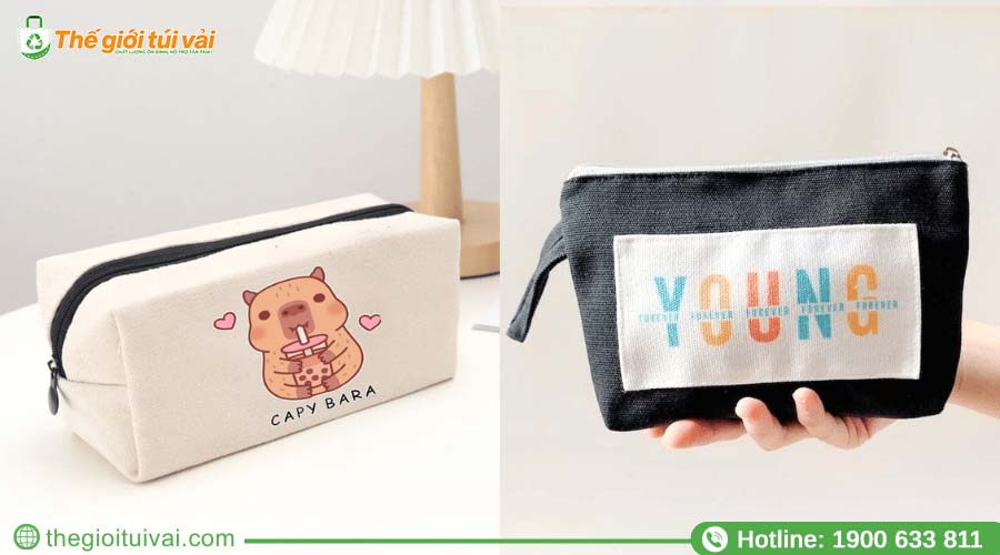 Bề mặt ví canvas dày dặn, đường may chắc chắn