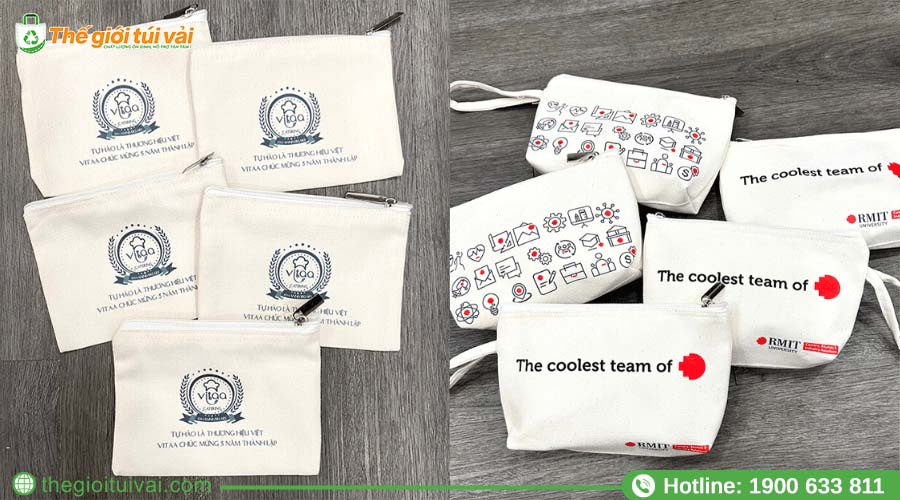 Bóp canvas có khóa kéo, in logo thương hiệu sắc nét Bóp canvas có khóa kéo, in logo thương hiệu sắc nét