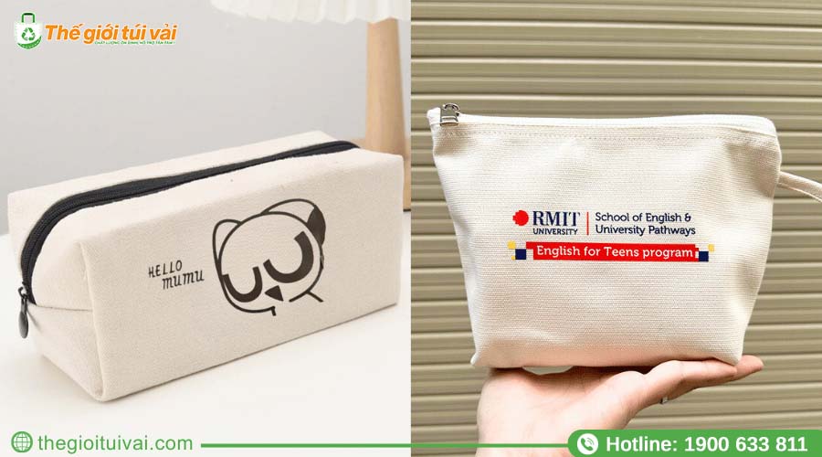 Bóp canvas có viền may tinh xảo, khóa kéo kim loại chắc chắn Bóp canvas có viền may tinh xảo, khóa kéo kim loại chắc chắn