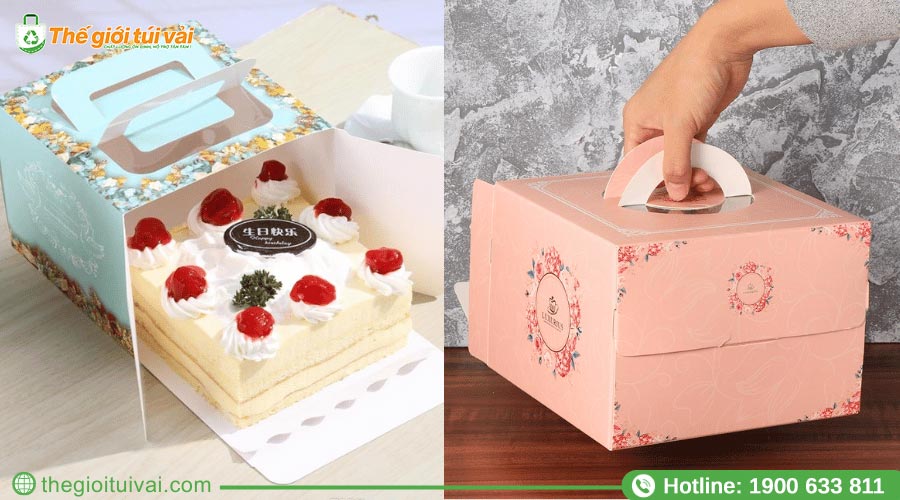 Hộp bánh kem màu trung tính, in logo thương hiệu tối giản Hộp bánh kem màu trung tính, in logo thương hiệu tối giản