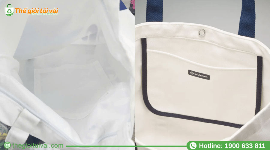 Mẫu túi canvas có lớp lót bên trong bằng vải cotton hoặc vải dù Mẫu túi canvas có lớp lót bên trong bằng vải cotton hoặc vải dù