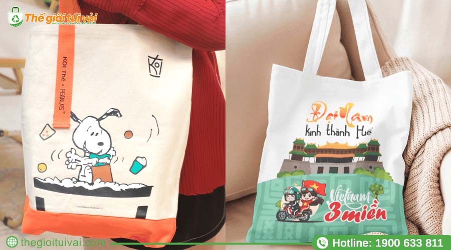 Mẫu túi canvas in full họa tiết theo concept riêng Mẫu túi canvas in full họa tiết theo concept riêng