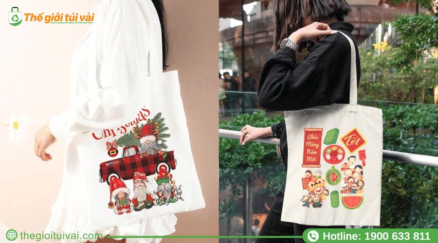 Mẫu túi canvas in hình dịp Giáng Sinh, Tết Mẫu túi canvas in hình dịp Giáng Sinh, Tết