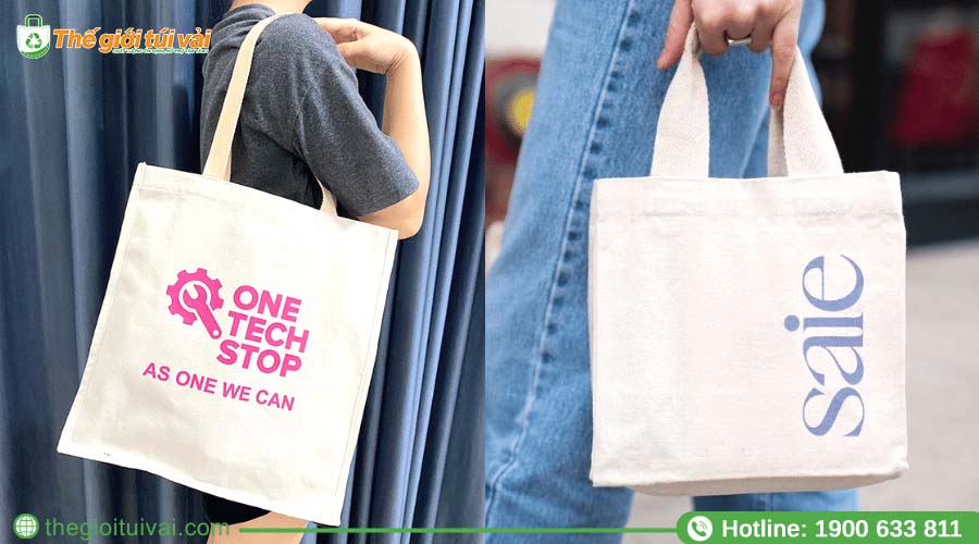 Mẫu túi canvas in logo đơn sắc Mẫu túi canvas in logo đơn sắc