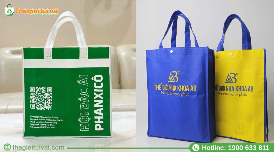 Mẫu túi vải không dệt in 1, 2 màu logo tối giản chi phí Mẫu túi vải không dệt in 1, 2 màu logo tối giản chi phí