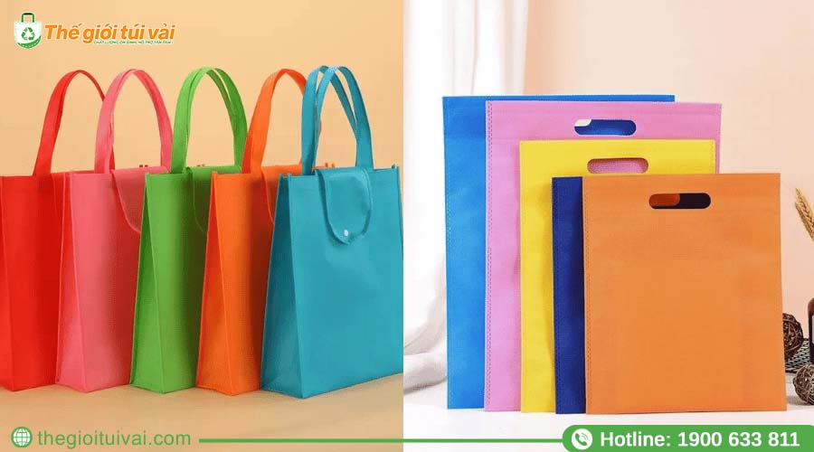 Mẫu túi vải không dệt với nhiều màu sắc khác nhau