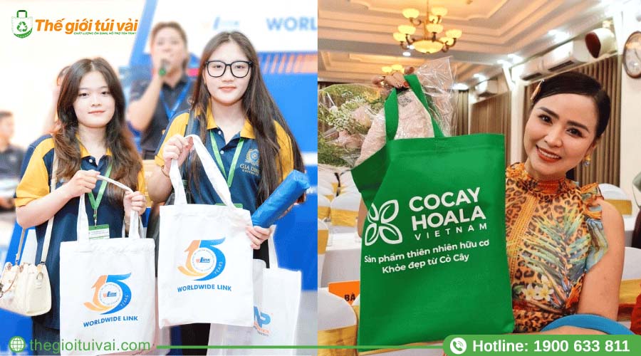 Người tham dự nhận túi vải đựng tài liệu khi check-in sự kiện Người tham dự nhận túi vải đựng tài liệu khi check-in sự kiện