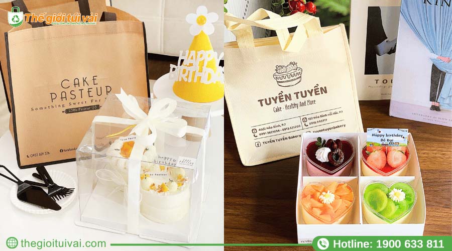 Túi vải đựng bánh kem có quai xách chắc chắn, vận chuyển an toàn Túi vải đựng bánh kem có quai xách chắc chắn, vận chuyển an toàn