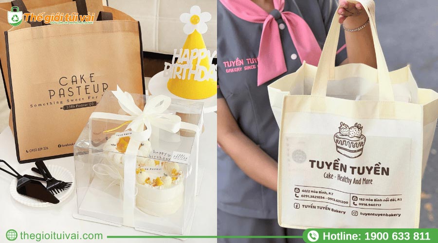 Túi vải đựng bánh kem giữ form hộp bánh trong quá trình vận chuyển Túi vải đựng bánh kem giữ form hộp bánh trong quá trình vận chuyển