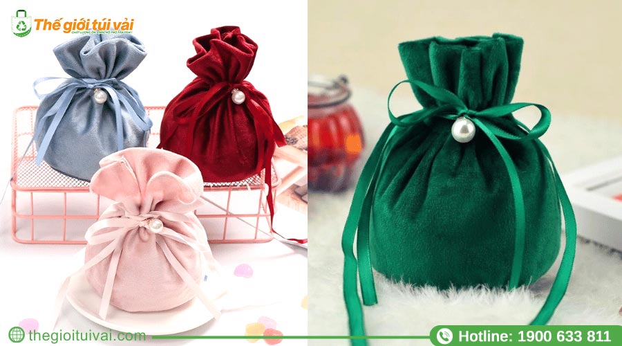 Mẫu túi nhung đựng trang sức sang trọng Mẫu túi nhung đựng trang sức sang trọng