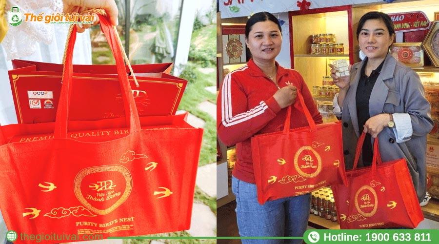 Túi vải đựng yến có thiết kế tay cầm nắm tiện lợi Túi vải đựng yến có thiết kế tay cầm nắm tiện lợi