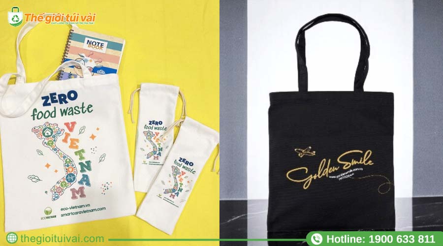 Túi vải canvas in logo công ty lữ hành bền đẹp, dễ dàng mang theo 