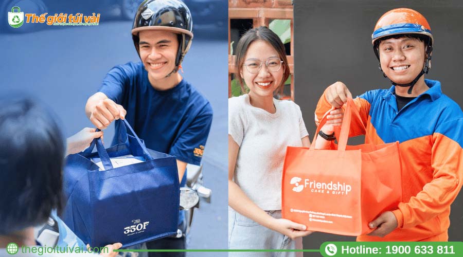 Túi vải không dệt đựng bánh kem in logo nổi bật Túi vải không dệt đựng bánh kem in logo nổi bật