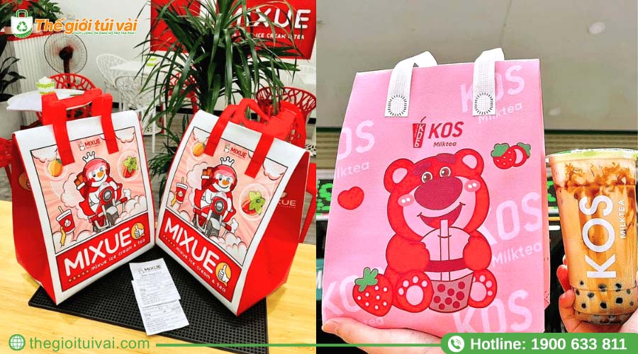 Túi vải không dệt đựng trà sữa thiết kế bắt mắt Túi vải không dệt đựng trà sữa thiết kế bắt mắt