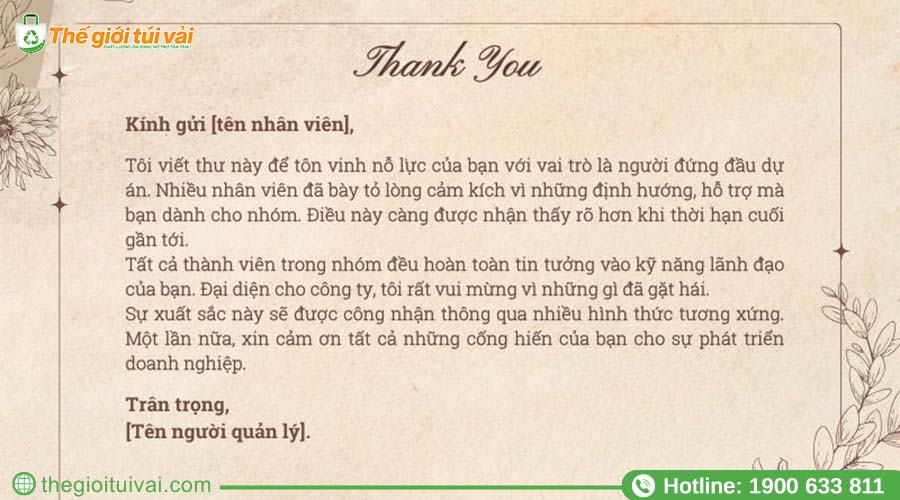 Thiệp cảm ơn viết tay trao tặng từng nhân viên Thiệp cảm ơn viết tay trao tặng từng nhân viên