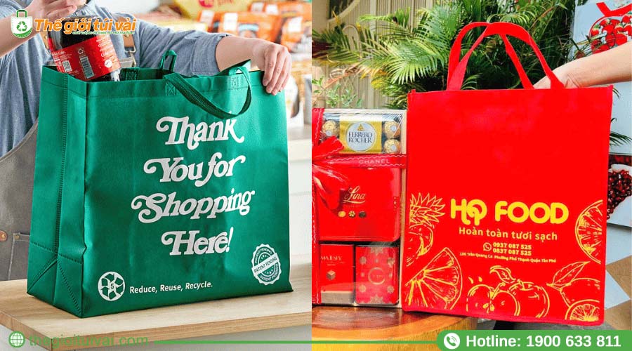 Túi vải không dệt dạng hình hộp có viền Túi vải không dệt dạng hình hộp có viền