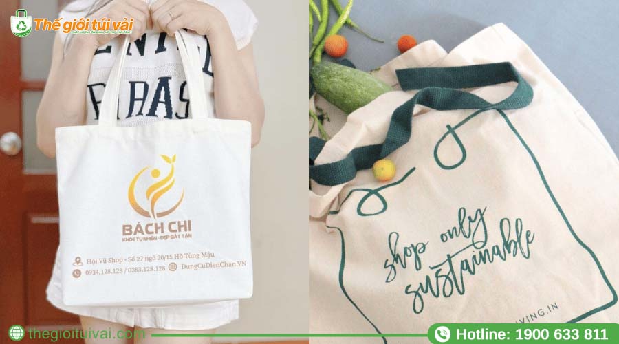Túi canvas có thiết kế tinh tế, logo thương hiệu in sắc nét