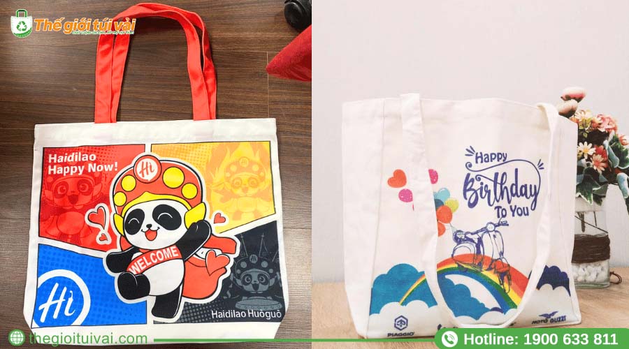 Túi canvas logo in rõ nét, màu sắc tươi sáng