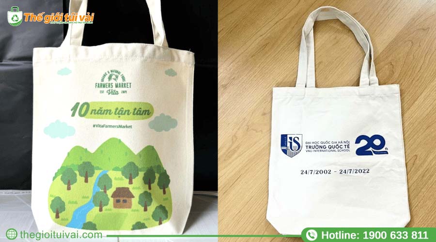 Túi vải bố in logo kỷ niệm năm thành lập