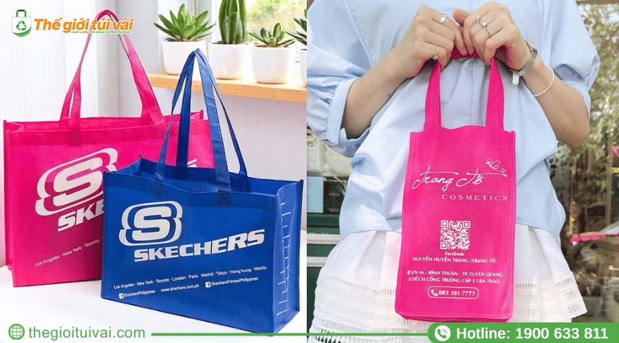 Túi vải không dệt thiết kế thời trang, in logo thương hiệu nổi bật