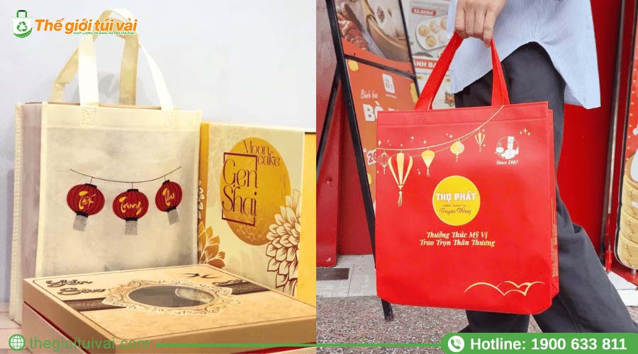 Túi vải thời trang in logo và hoa văn thương hiệu