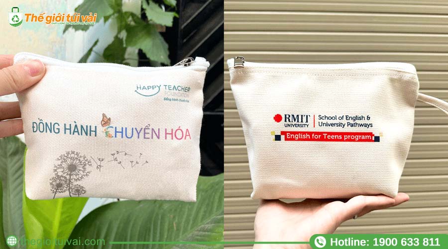 Ví vải canvas in slogan thương hiệu
