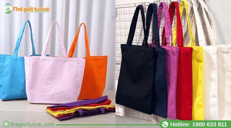 Bộ sưu tập túi vải bố trơn với các màu sắc đa dạng Bộ sưu tập túi vải bố trơn với các màu sắc đa dạng