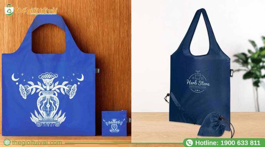 Túi vải dù gấp gọn tiện lợi, phối màu nổi bật cùng in logo tinh tế Túi vải dù gấp gọn tiện lợi, phối màu nổi bật cùng in logo tinh tế