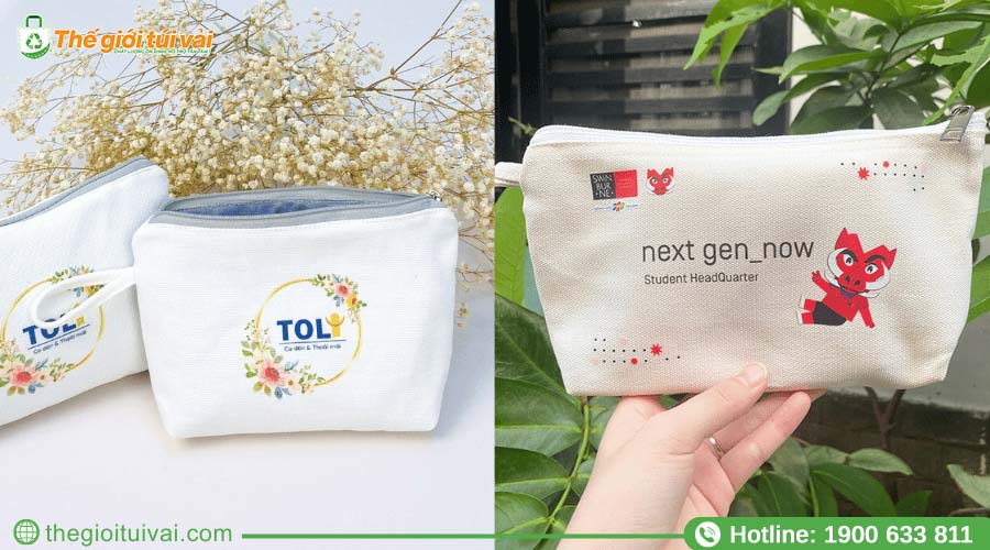 Ví canvas in logo thương hiệu với thiết kế tối giản Ví canvas in logo thương hiệu với thiết kế tối giản