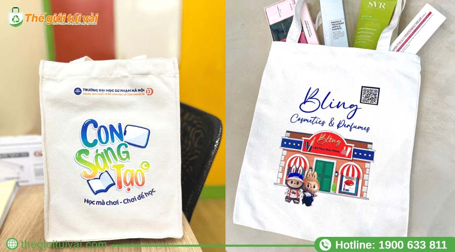 Túi canvas in kỹ thuật số họa tiết nhiều màu tại Thế Giới Túi Vải Túi canvas in kỹ thuật số họa tiết nhiều màu tại Thế Giới Túi Vải