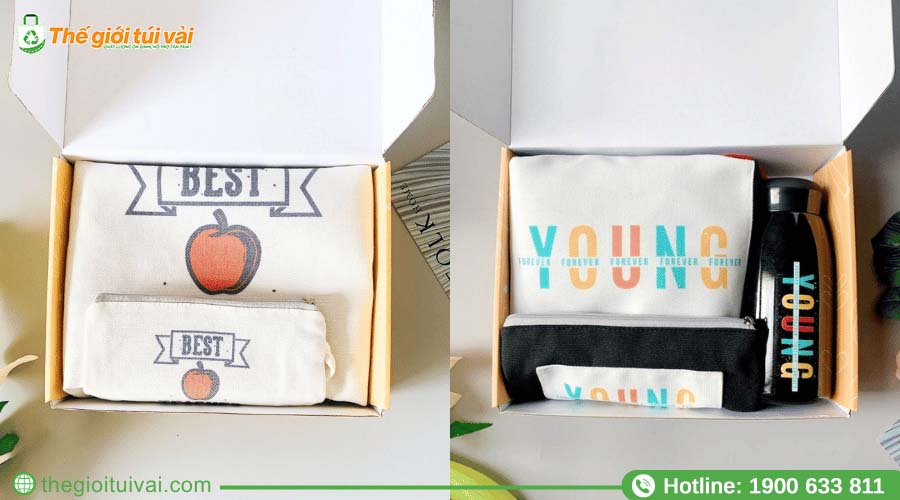 Ví canvas được đựng trong hộp giấy kraft in logo Ví canvas được đựng trong hộp giấy kraft in logo