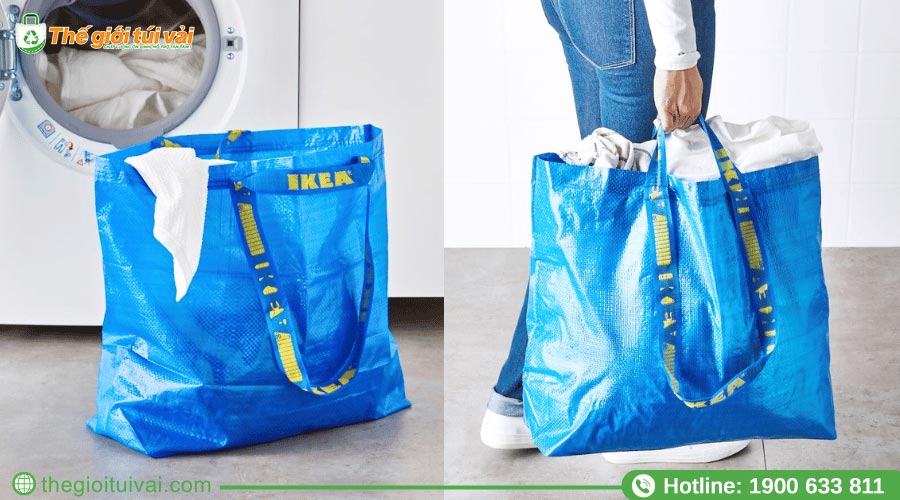 Túi xách siêu thị PP dệt kiểu dáng hình hộp không may viền Túi xách siêu thị PP dệt kiểu dáng hình hộp không may viền