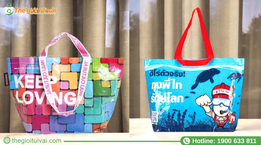 Túi PP dệt cán màng in họa tiết độc đáo, bắt mắt Túi PP dệt cán màng in họa tiết độc đáo, bắt mắt