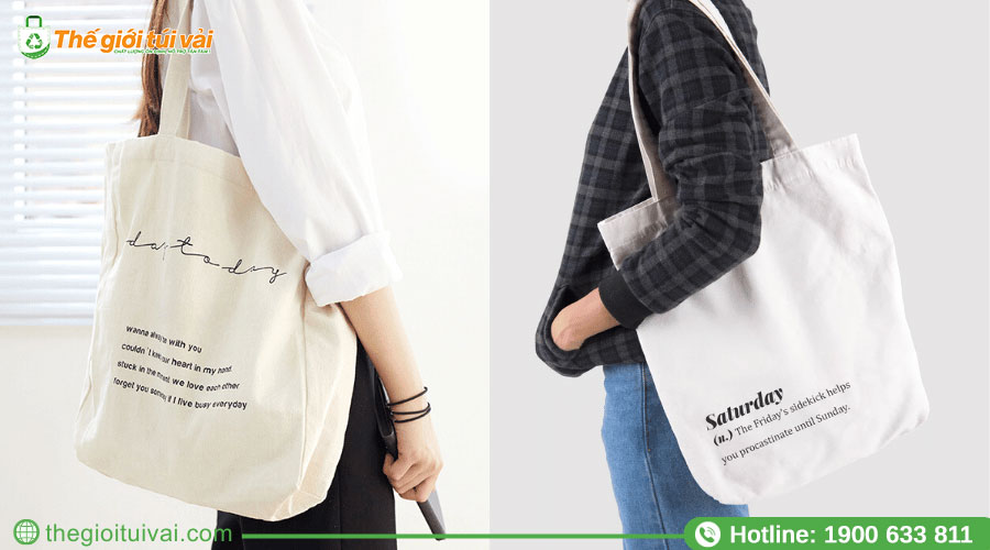 Túi vải canvas kiểu dáng chặt đáy thời trang bắt mắt Túi vải canvas kiểu dáng chặt đáy thời trang bắt mắt