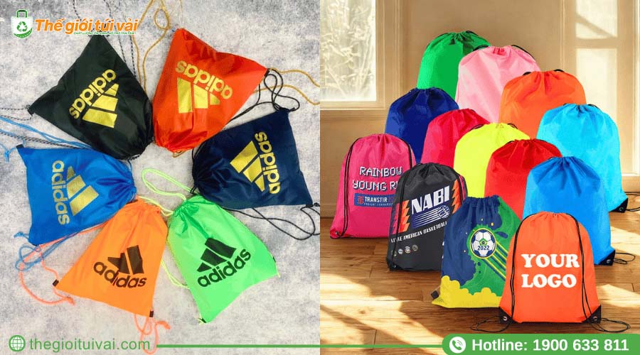 Balo vải dù dây rút phối màu nổi bật trong ngày hội thể thao Balo vải dù dây rút phối màu nổi bật trong ngày hội thể thao