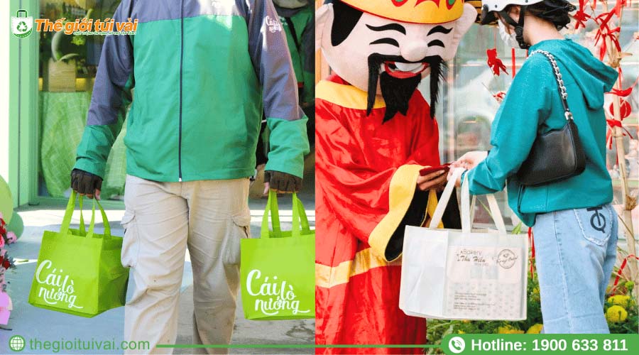 Túi vải đựng bánh kem thiết kế quai xách chắc chắn, dễ cầm nắm Túi vải đựng bánh kem thiết kế quai xách chắc chắn, dễ cầm nắm