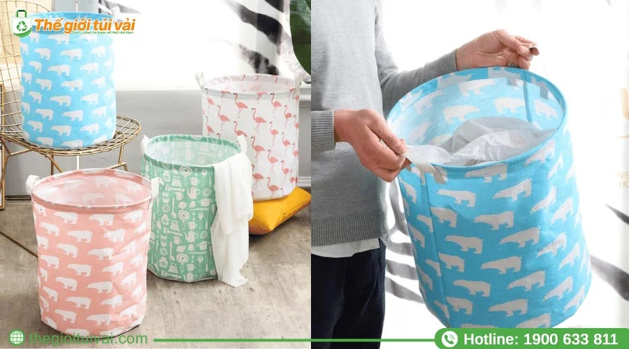Giỏ vải canvas đựng quần áo 