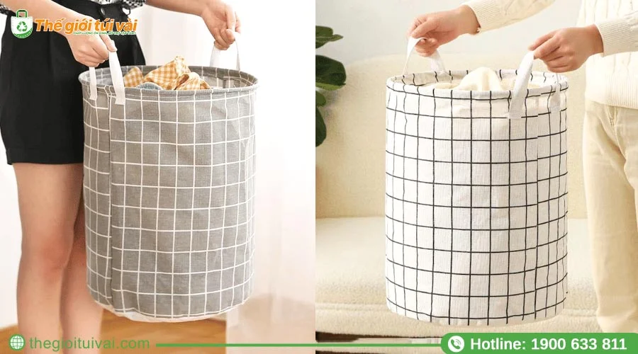 Giỏ vải có quai xách đựng quần áo Giỏ vải có quai xách đựng quần áo