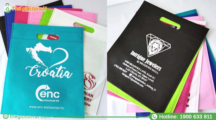 Túi vải không dệt với quai đục lỗ ở giữa Túi vải không dệt với quai đục lỗ ở giữa