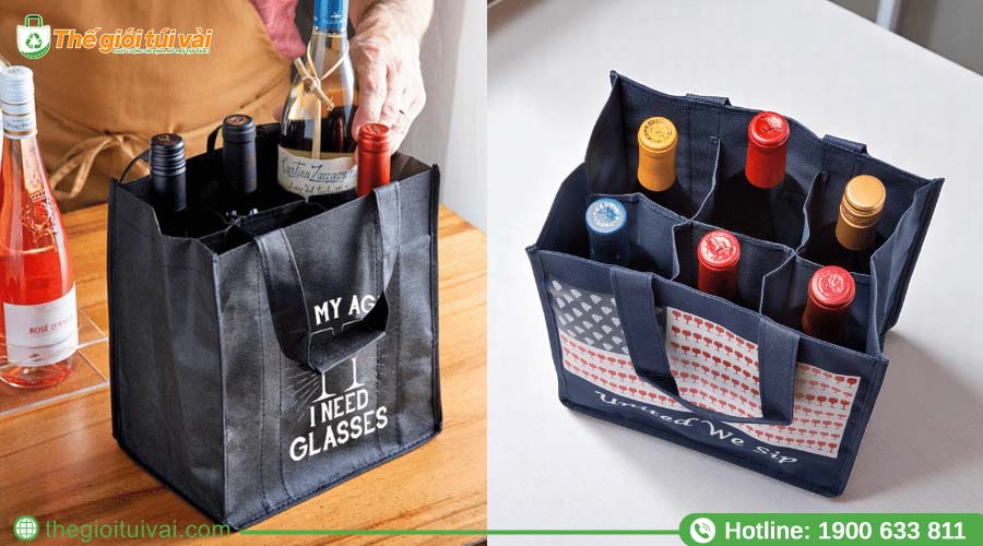 Túi vải không dệt được thiết kế riêng để đựng chai rượu Túi vải không dệt được thiết kế riêng để đựng chai rượu
