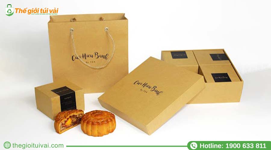Túi giấy kraft đựng bánh trung thu tối giản Túi giấy kraft đựng bánh trung thu tối giản