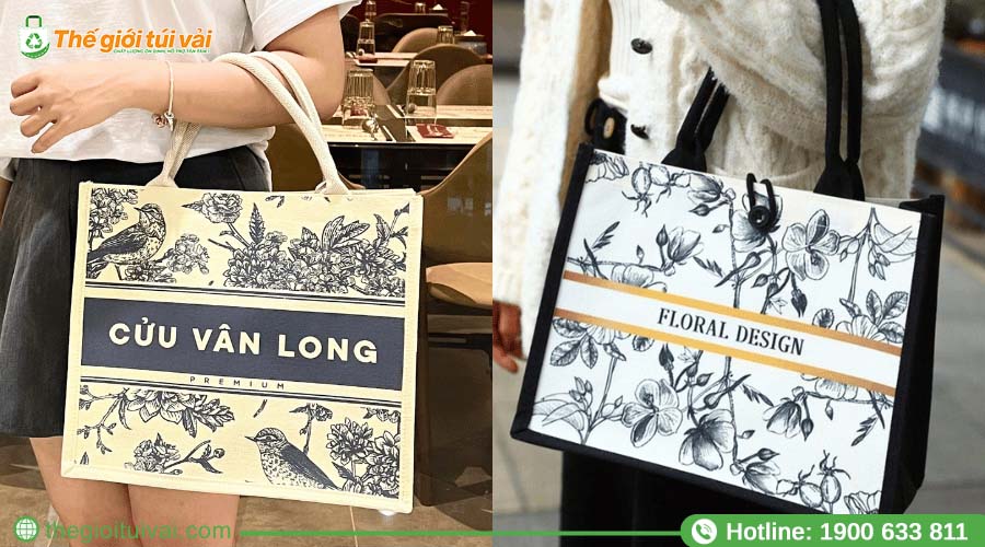 Túi đay linen dáng hộp đứng, quai xách bản dày Túi đay linen dáng hộp đứng, quai xách bản dày