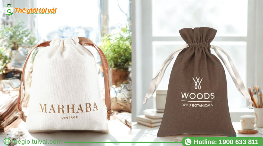 Túi dây rút canvas in slogan nổi bật ấn tượng Túi dây rút canvas in slogan nổi bật ấn tượng