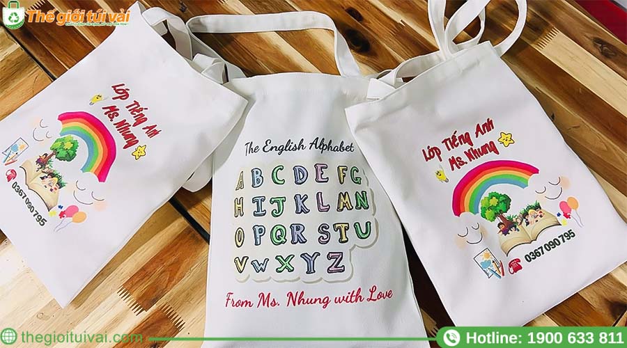 Các mẫu túi canvas thiết kế riêng cho trung tâm tiếng Anh Các mẫu túi canvas thiết kế riêng cho trung tâm tiếng Anh
