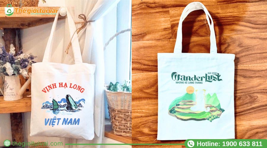 Túi vải in hình biểu tượng địa phương đẹp mắt Túi vải in hình biểu tượng địa phương đẹp mắt