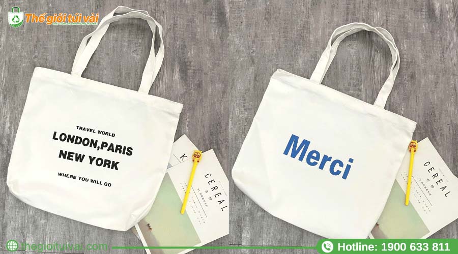 Túi canvas màu sắc đơn giản, in hình minh họa basic Túi canvas màu sắc đơn giản, in hình minh họa basic