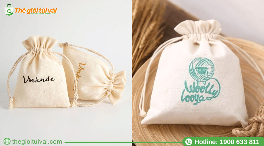 Mẫu túi rút vải bố in logo màu sắc đơn giản Mẫu túi rút vải bố in logo màu sắc đơn giản